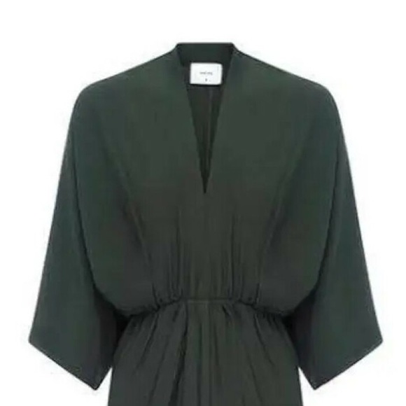 SHEIKE Fortress Olive Green Kimono Sleeve Draped Wedding Evening Midi Dress - Picture 4 of 15